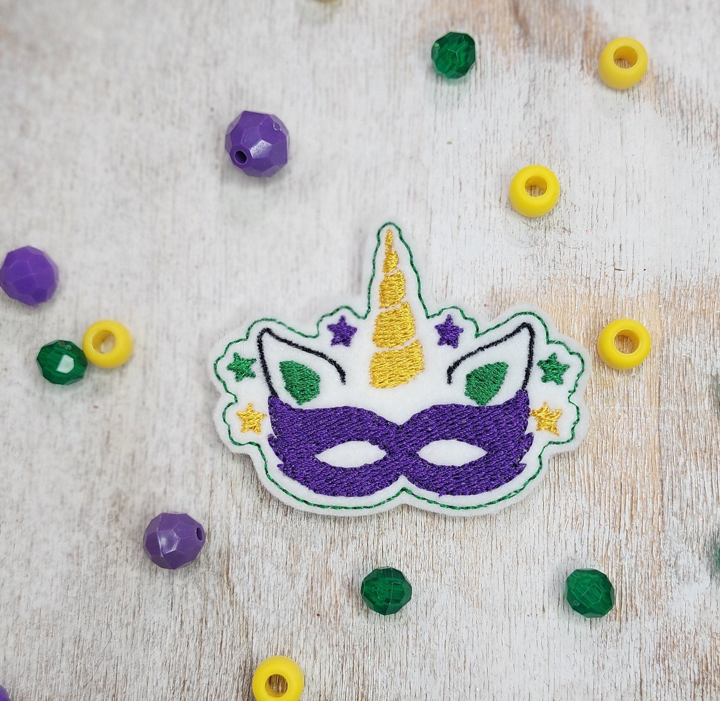 Mardi Gras Unicorn Embroidery Design