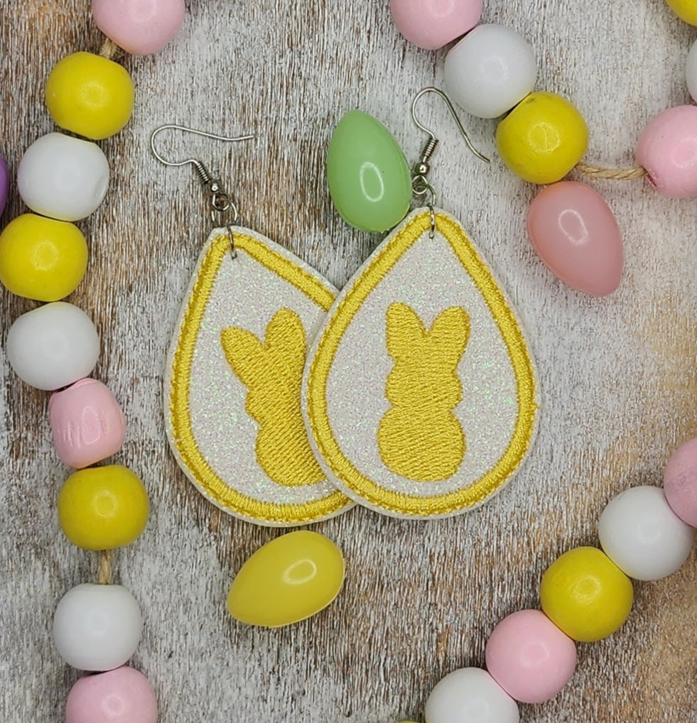 Satin Bunny Earrings Embroidery Design