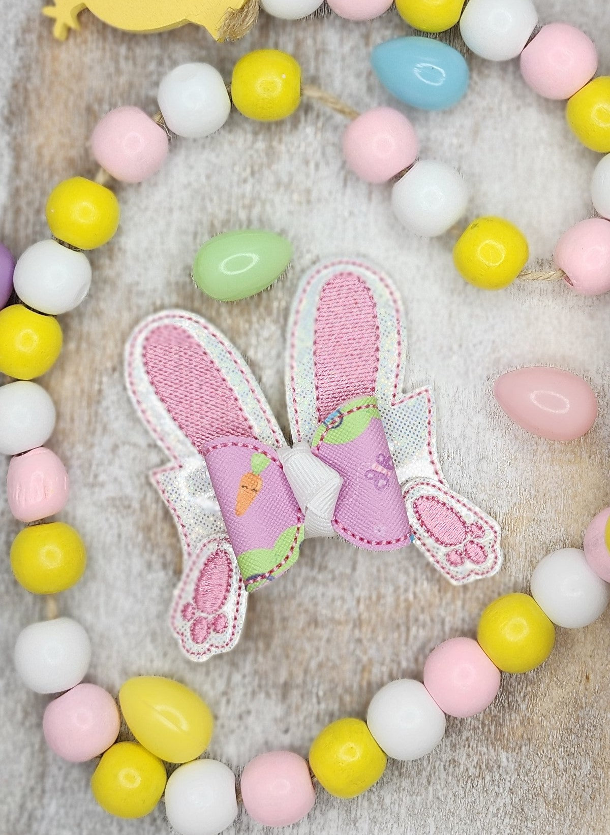 MINI Bunny Ears W/ Feet Bow Embroidery Design