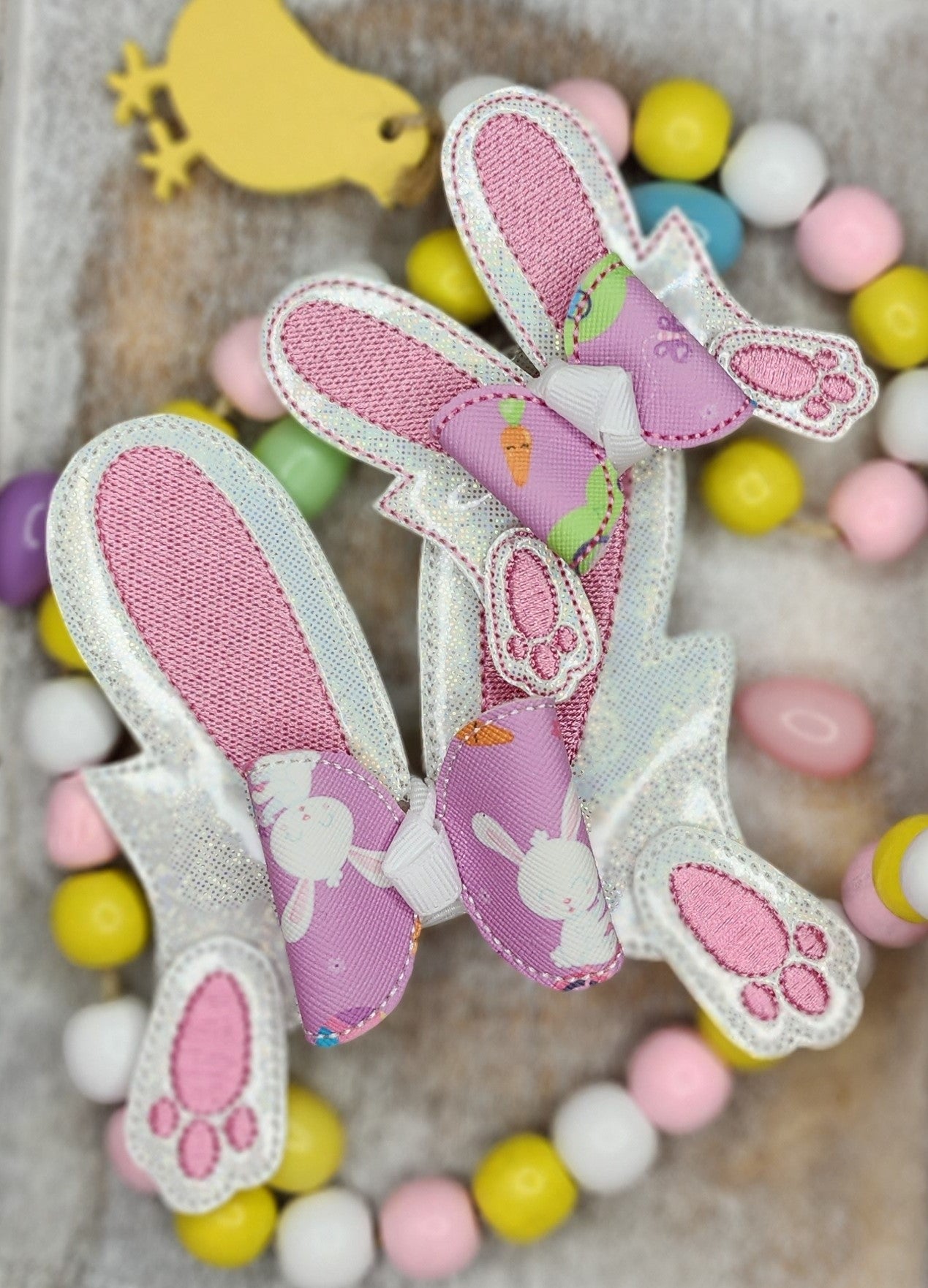 Bunny Ears W/ Feet Bow Set Embroidery Design