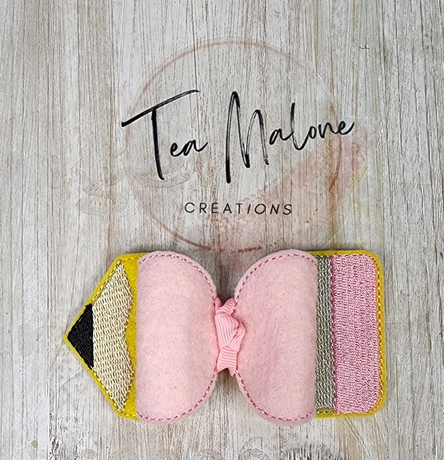 Pencil Embroidered Hair Bow Design