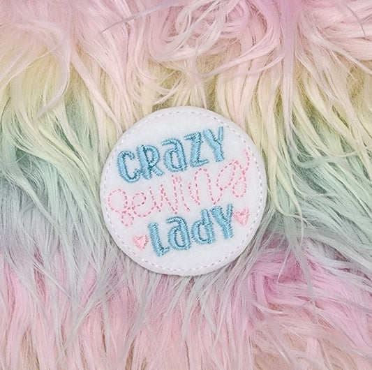 Crazy Sewing Lady Embroidery Design