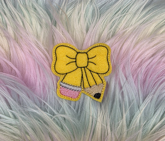 Pencil Bow Feltie Embroidery Design