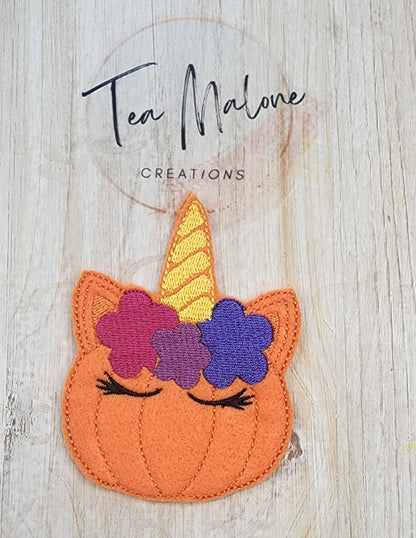 Unicorn Pumpkin Headband Slider Embroidery Design