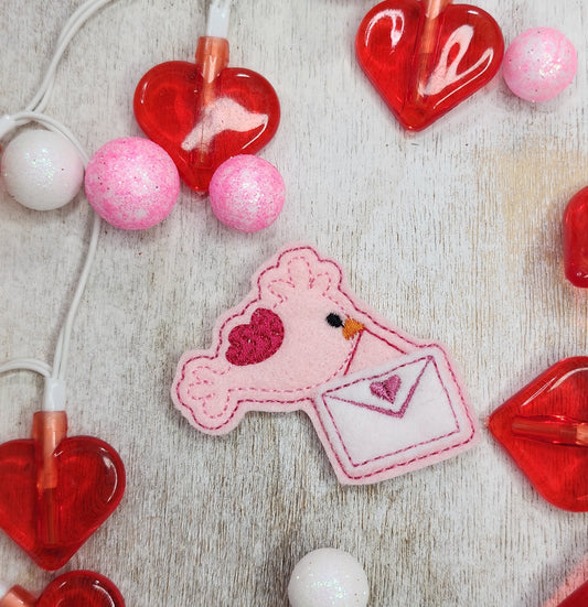 Vday Bird w/ Applique Letter Embroidery Design