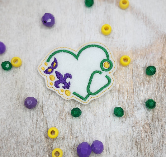 Mardi Gras Stethoscope Embroidery Design