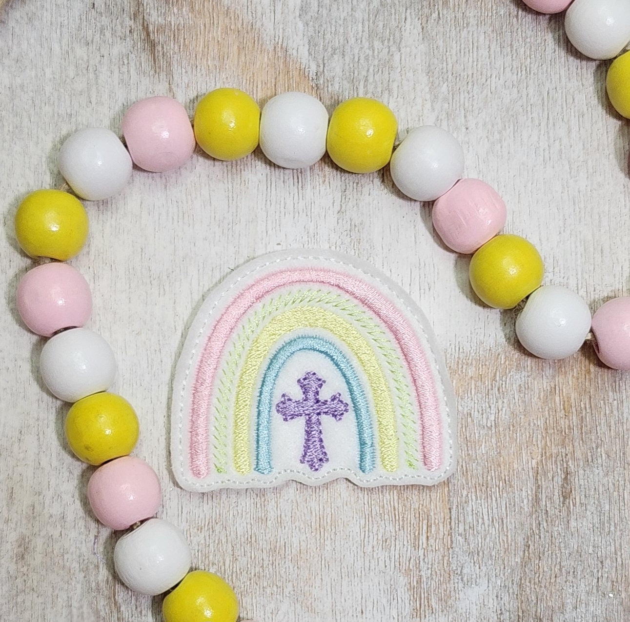 Easter Cross Rainbow Embroidery Design